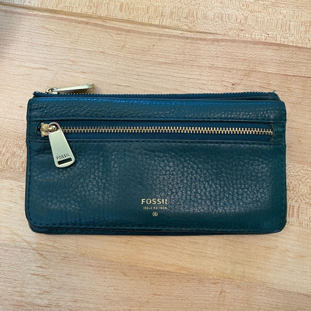 Dark green Fossil wallet, change purse, bifold